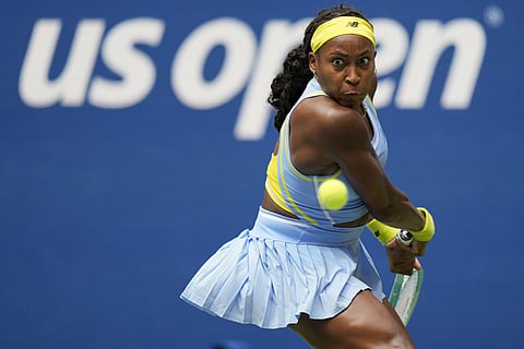 US Open 2024: Coco Gauff, of the United States, returns a shot to Elina Svitolina, of Ukraine